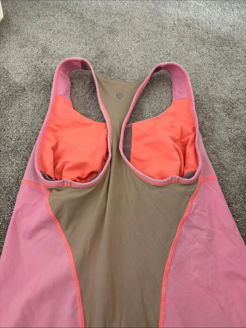 Lululemon athletica Pink Racerback tank top with Neon Trim